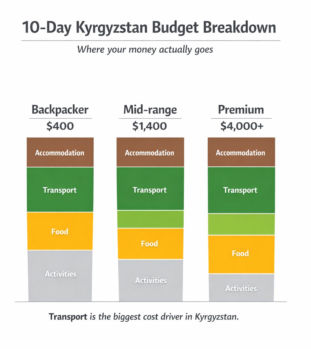 how much does kyrgyzstan cost backpacker vs luxury travel infographic