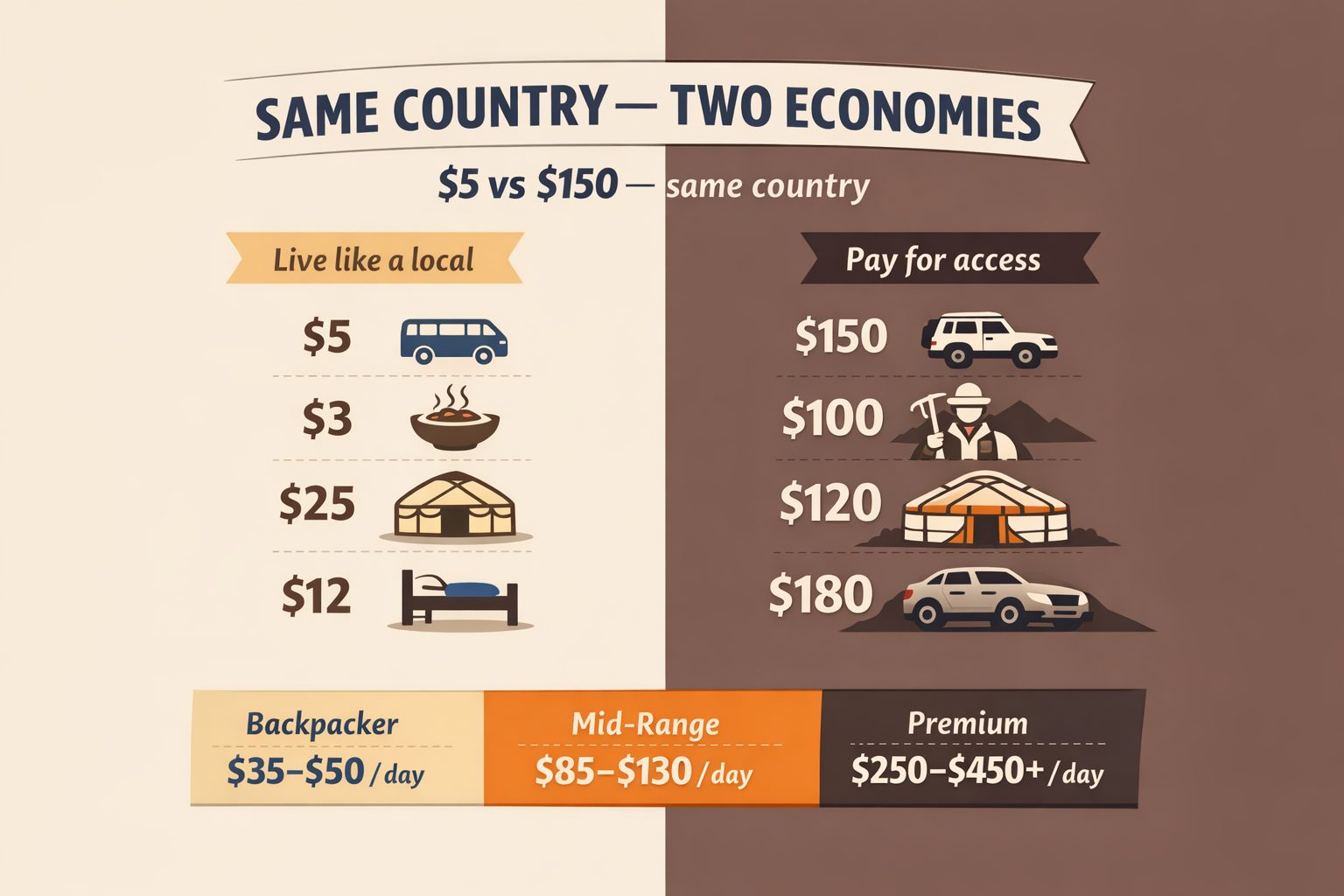 Kyrgyzstan travel costs explained as dual economy budget vs adventure comparison